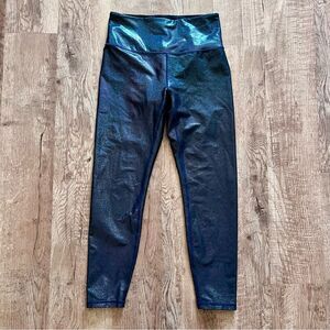 ZYIA holographic glitter high-waisted leggings Navy Blue Sz. 6-8 medium